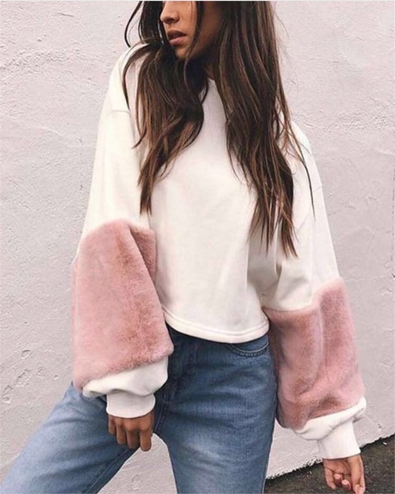 Kolları Peluş Sweat
