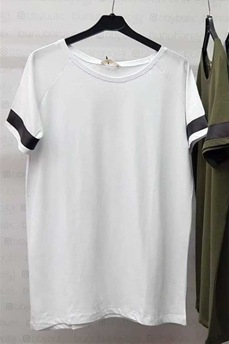 Kolu Deri Şeritli Tshirt