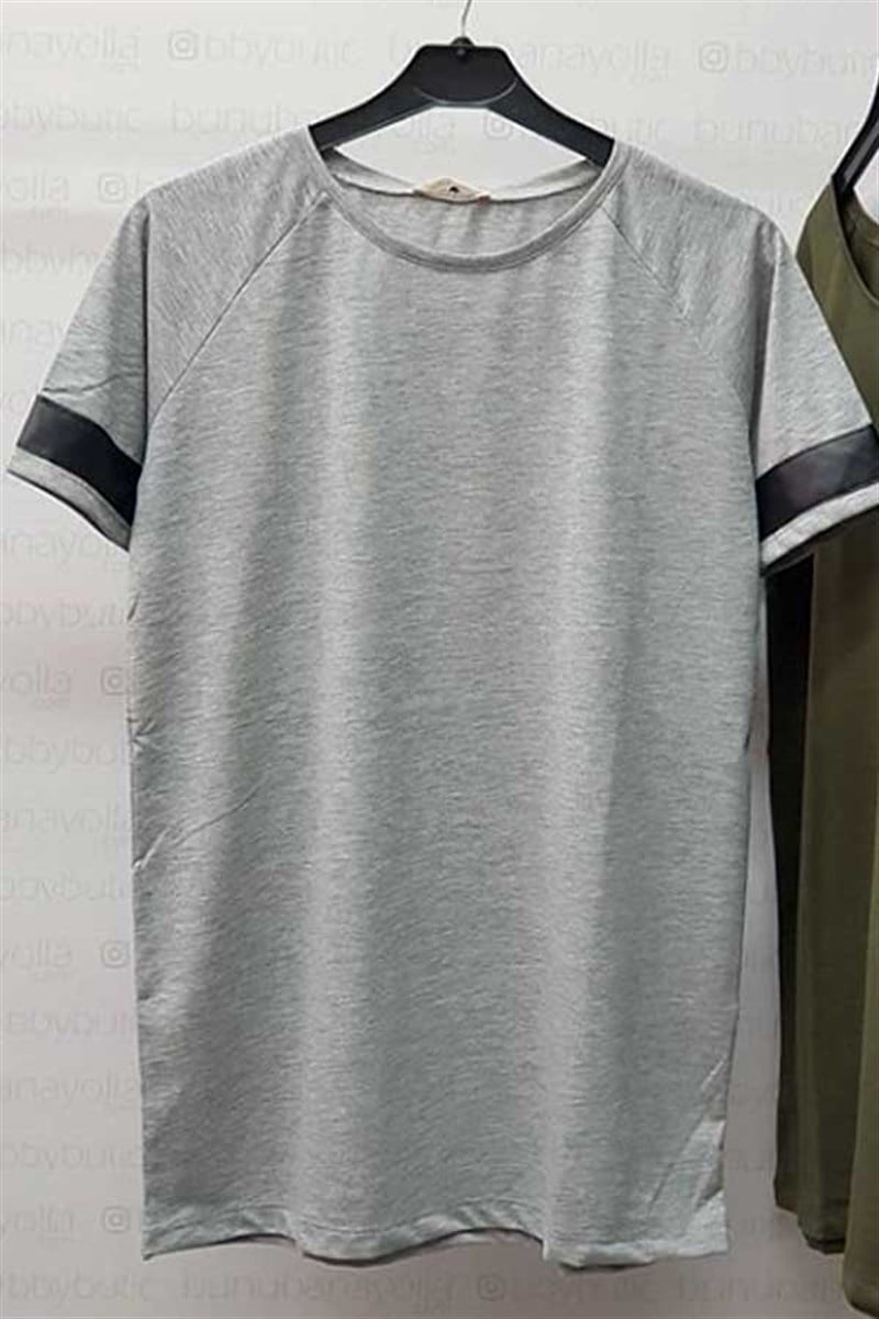 Kolu Deri Şeritli Tshirt