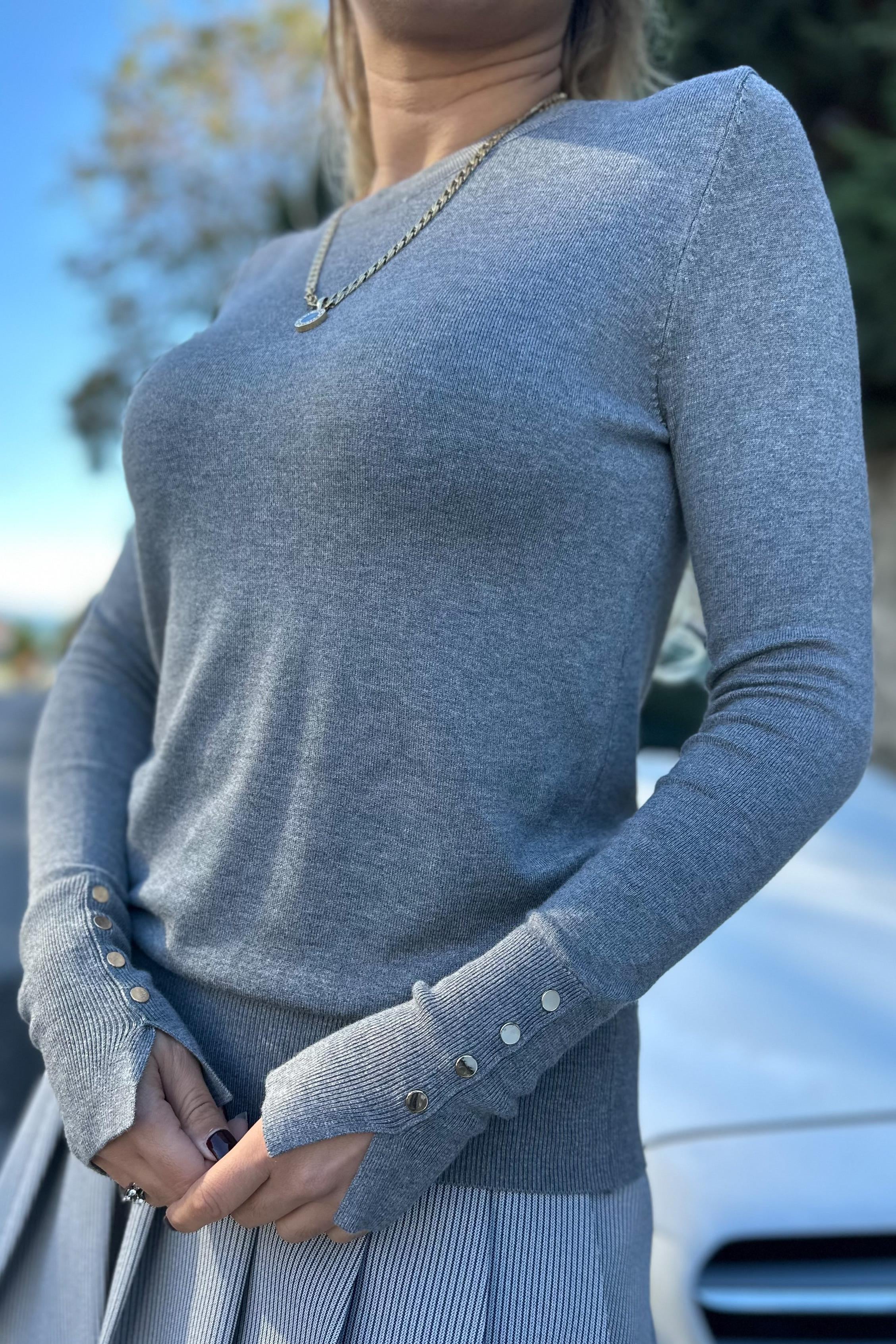 Kolu Droplu Antrasit Basic Triko BluzBLUZ