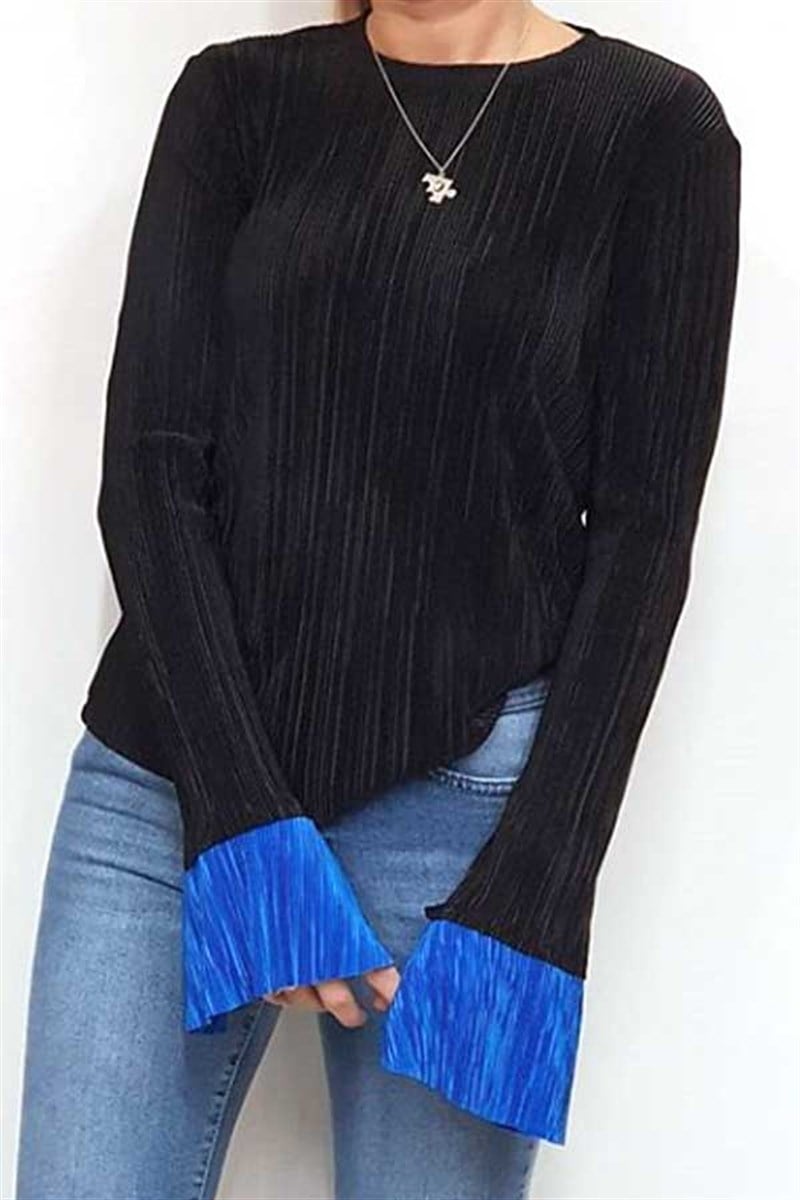 Kolu Sax İspanyol Pliseli Bluz