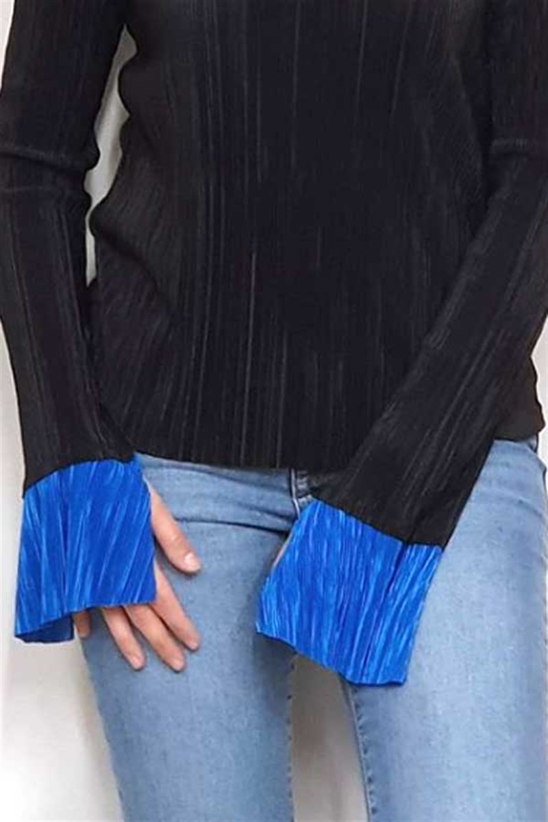 Kolu Sax İspanyol Pliseli Bluz