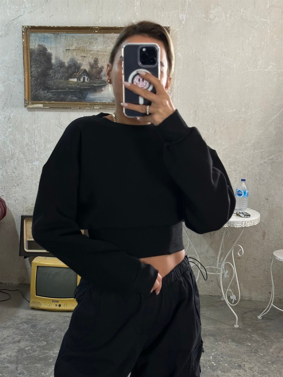 Korse Bel Siyah SweatshirtSWEATSHİRT