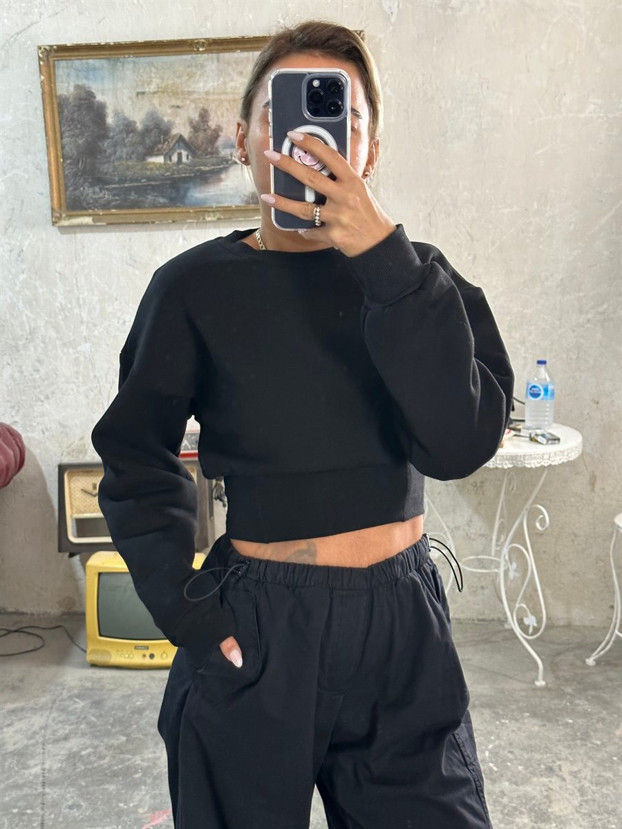 Korse Bel Siyah SweatshirtSWEATSHİRT