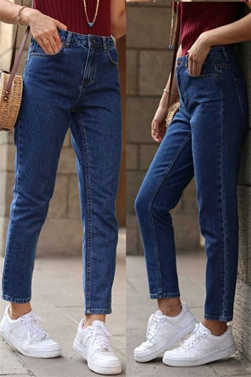 Koyu Mavi Mom Jean