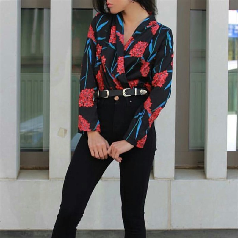 Kruvaze Desenli Bodysuit
