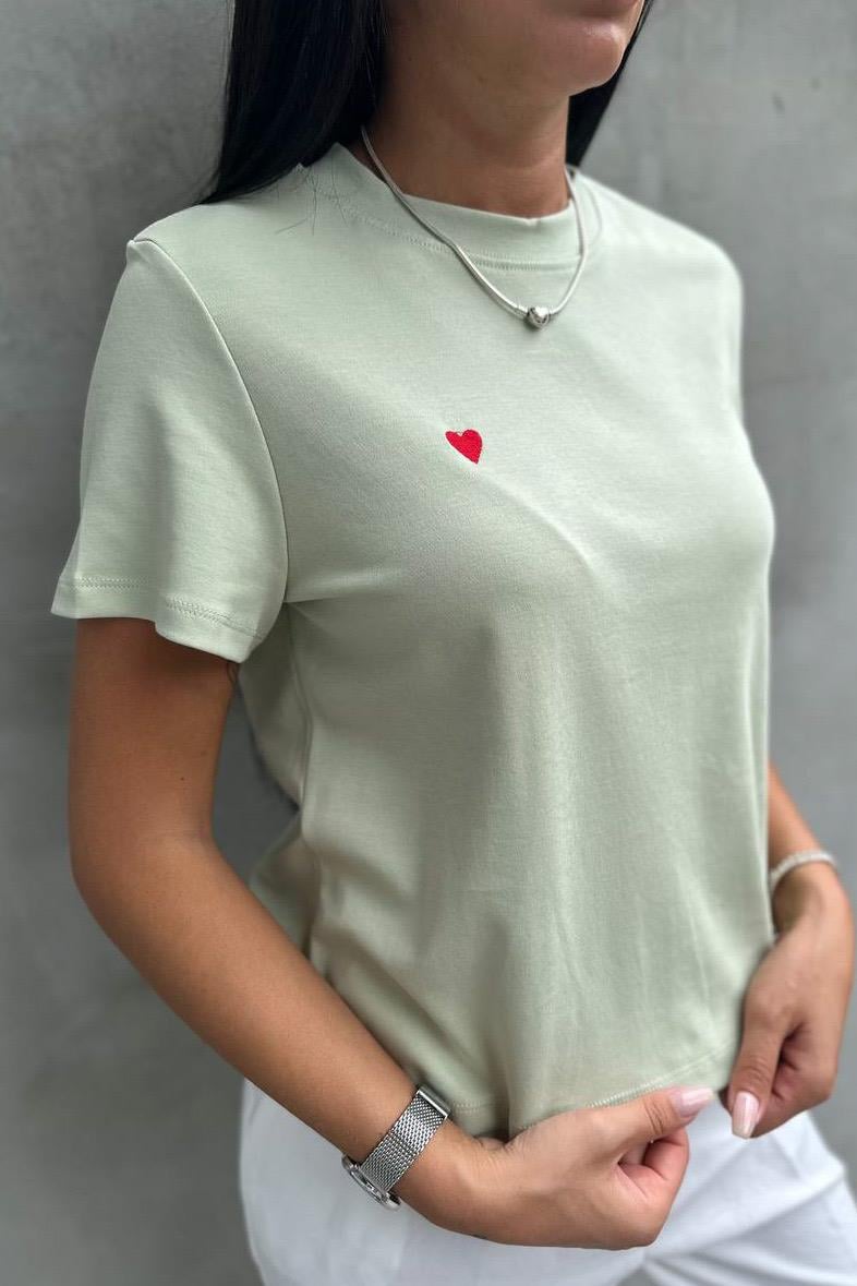 Küçük Kalpli Mint Basic TshirtTSHİRT