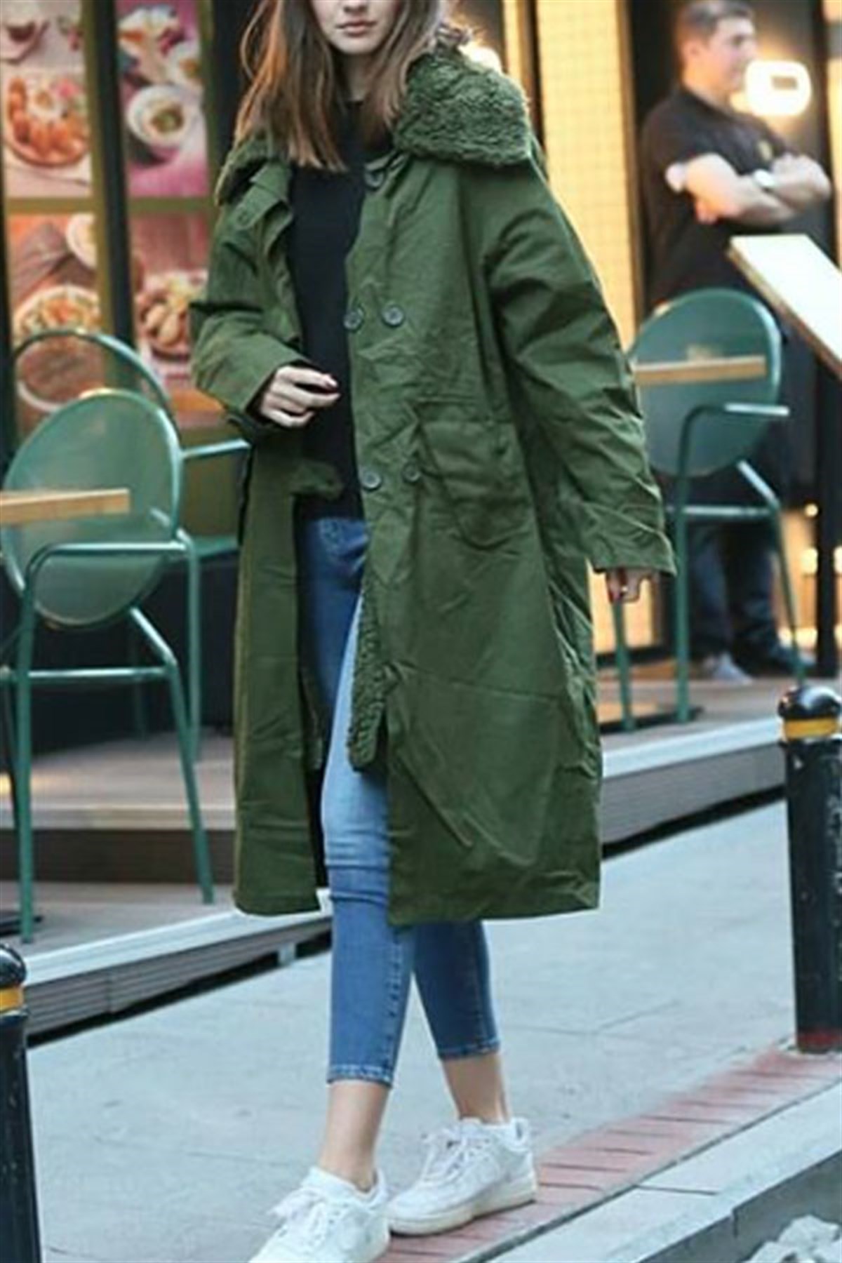 Kürklü Haki Parka