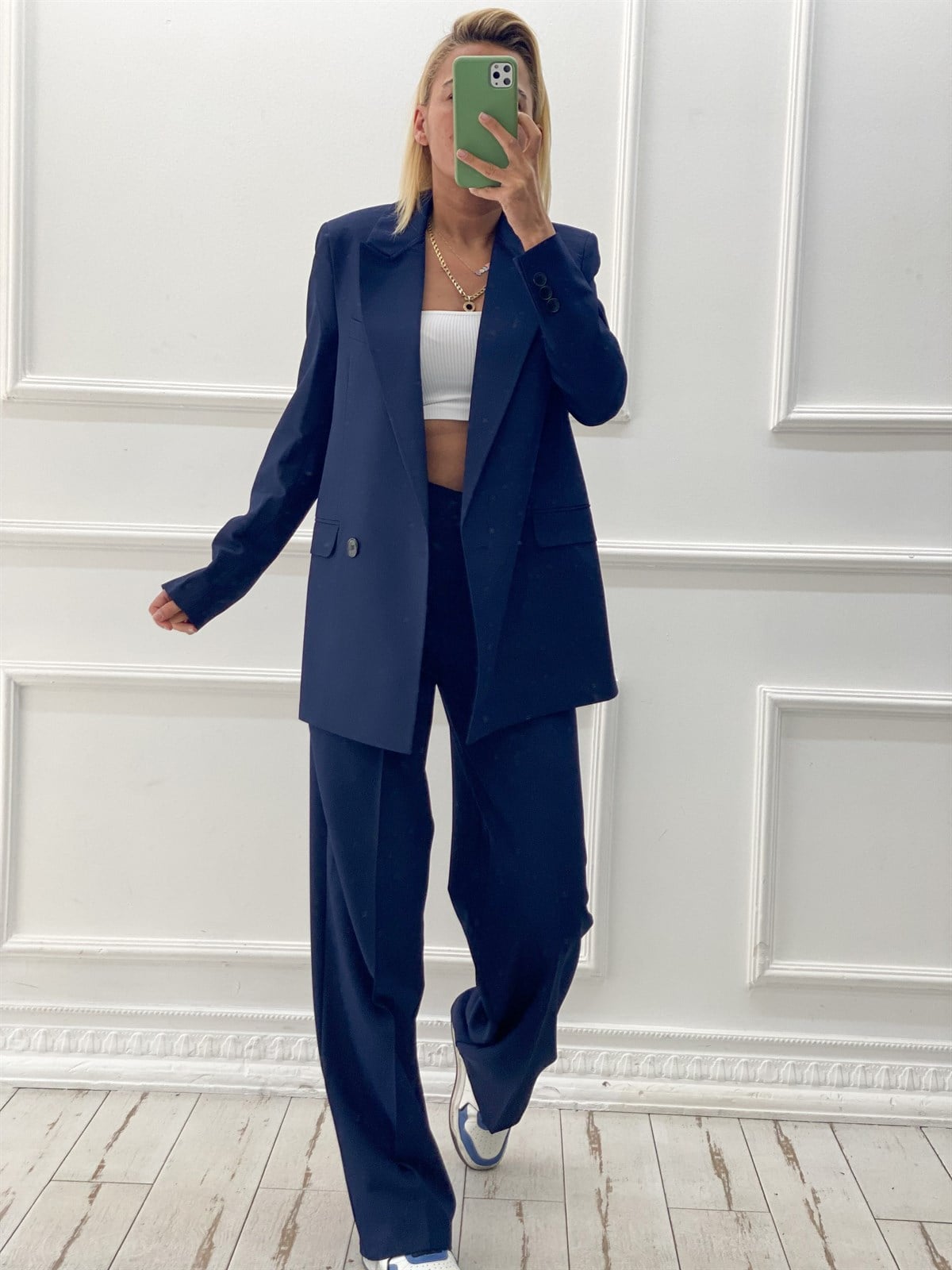 Lacivert Blazer Ceket Palazzo Pantolon TakımTAKIMLAR