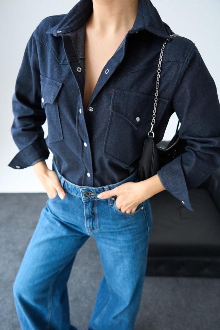 Lacivert Denim GömlekÇOK SATANLAR