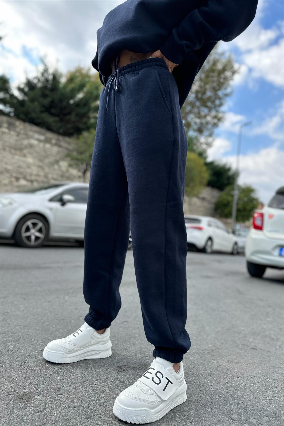 Lacivert Şardonlu Oversize Eşofman TakımTAKIMLAR