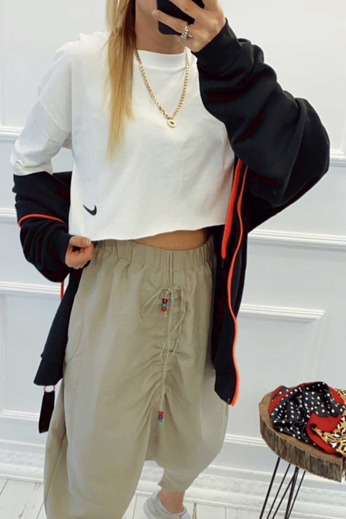 Lazer Kesik Logo Crop Tshirt