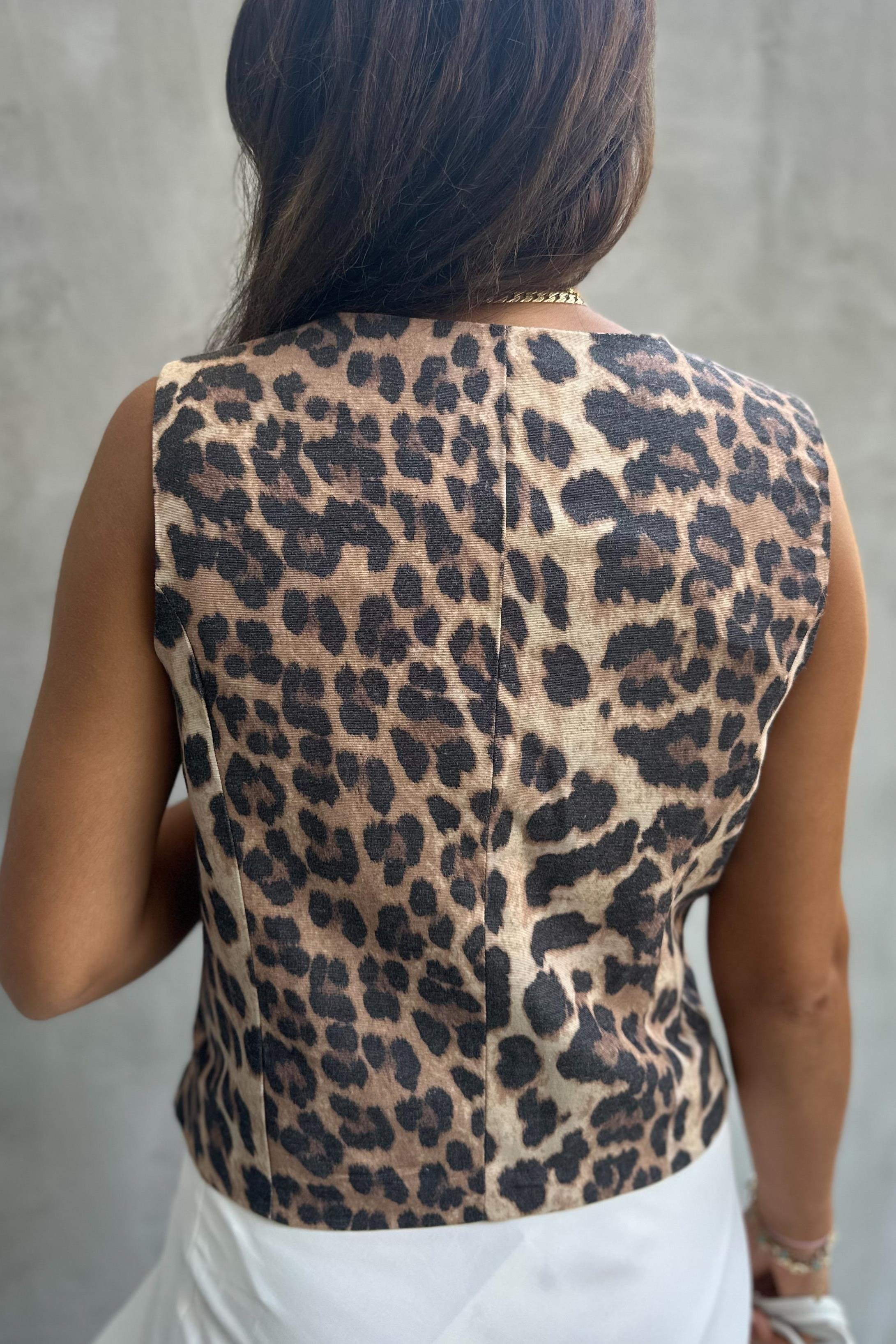 Leopar Desen Blazer YelekMONT/CEKET