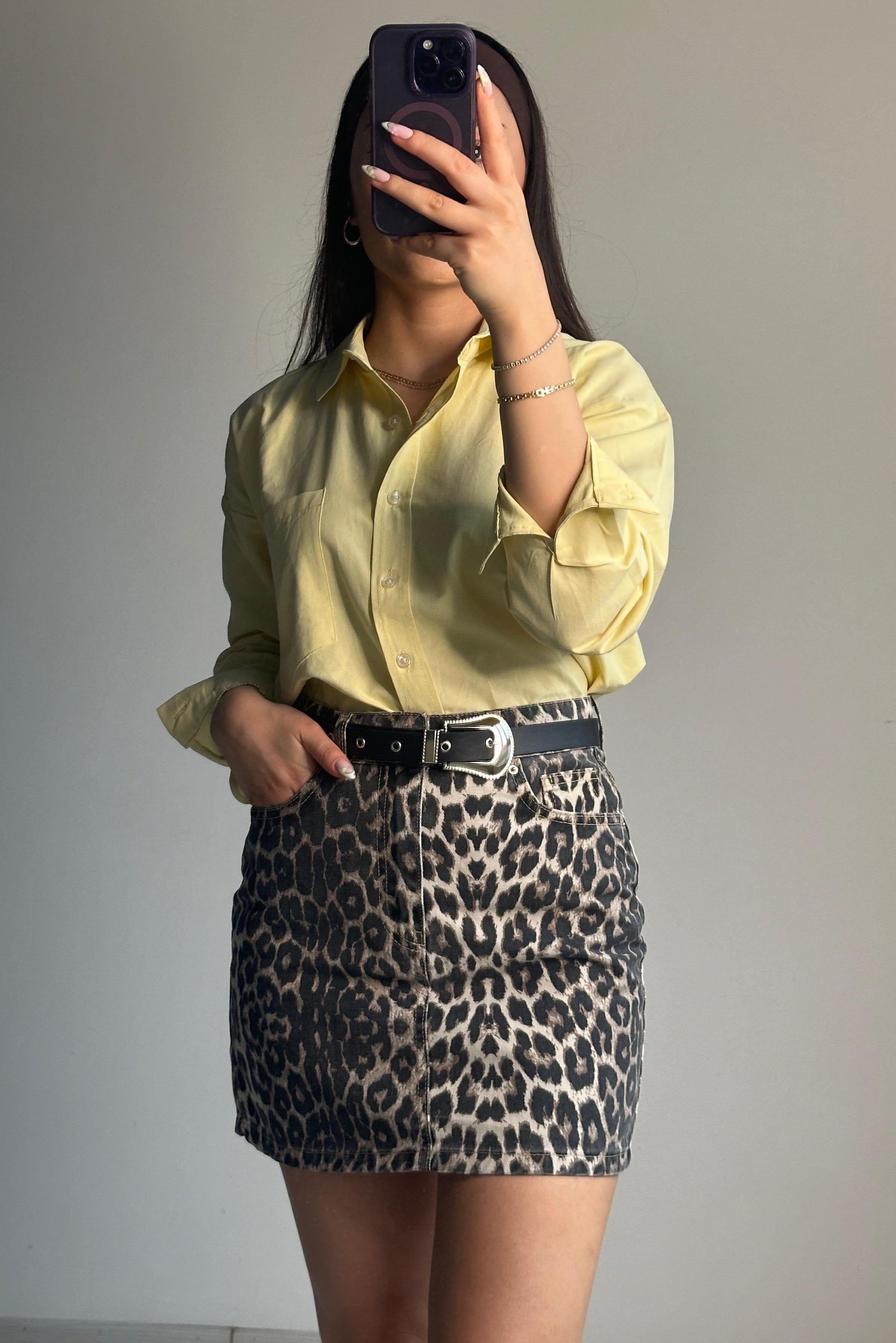 Leopar Desen Denim Mini EtekYENİ GELENLER