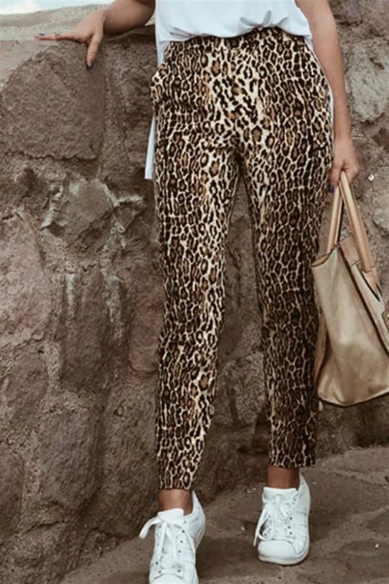 Leopar Desen Havuç Pantalon