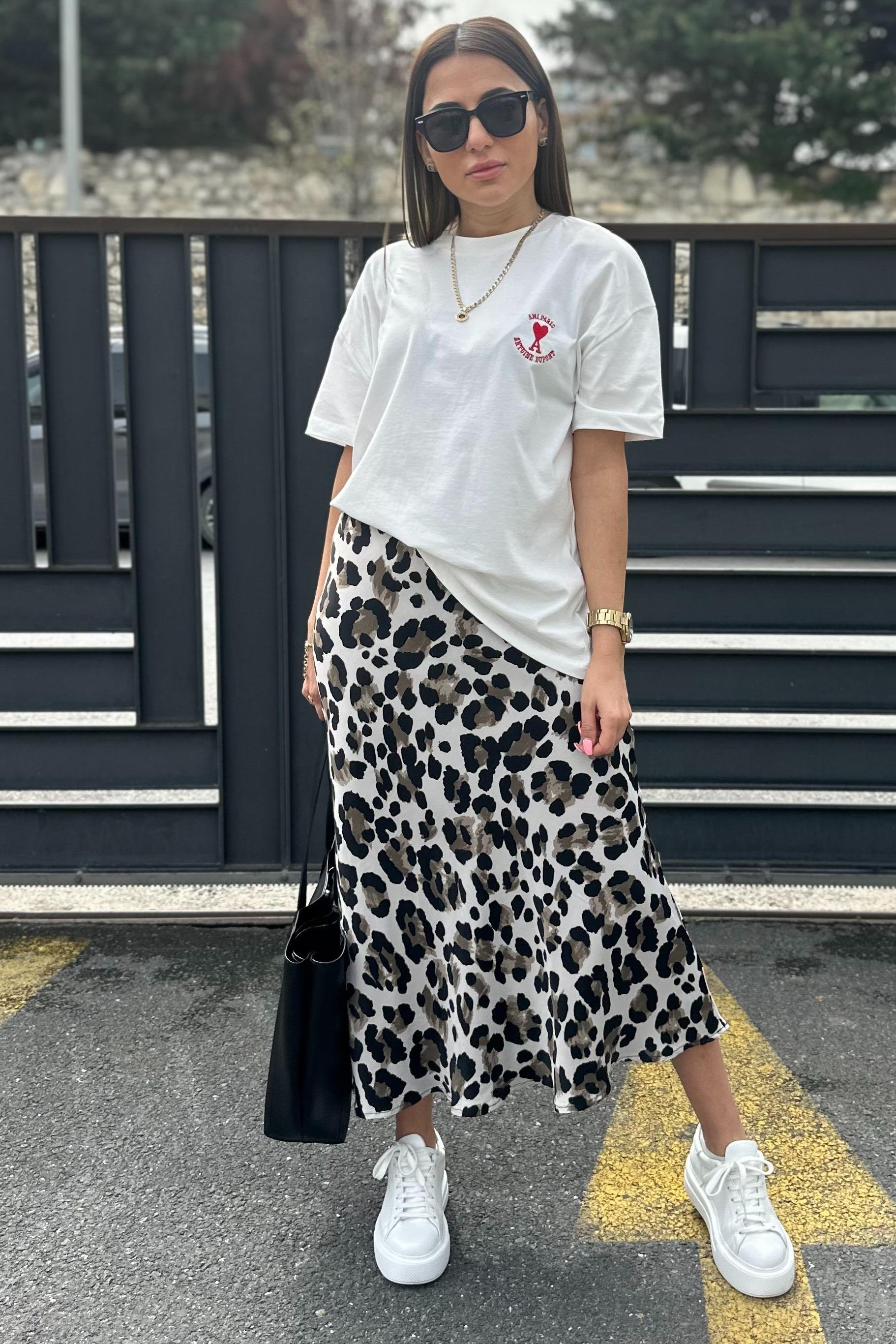 Leopar Desenli Saten Çan EtekETEK