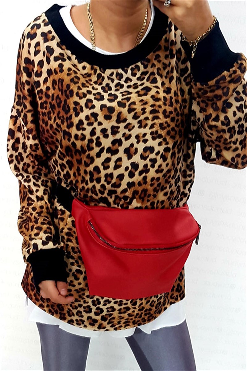 Leopar Desenli Sweatshirt