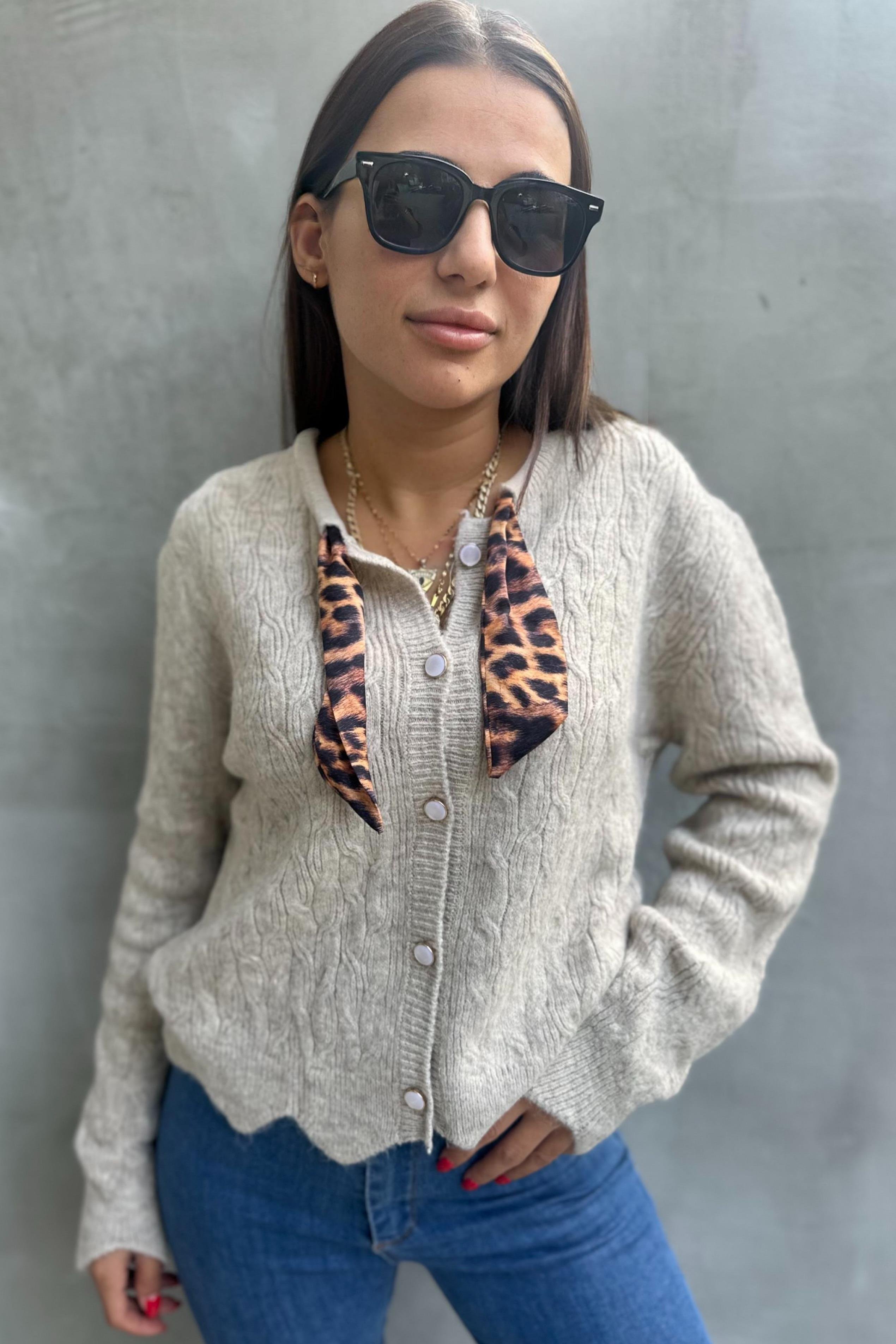 Leopar Fularlı HırkaHIRKA