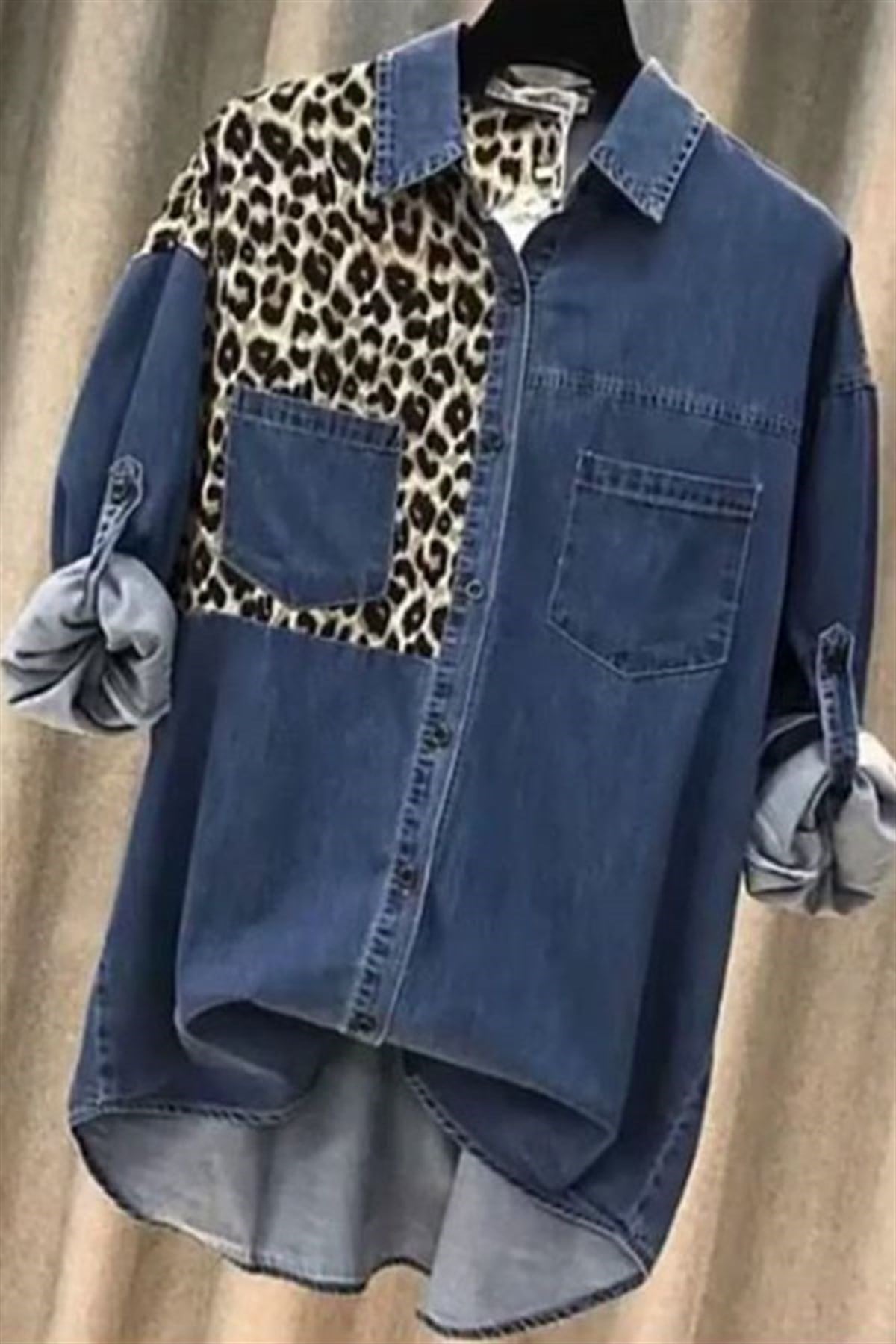 Leopar Garnili Kot Gömlek