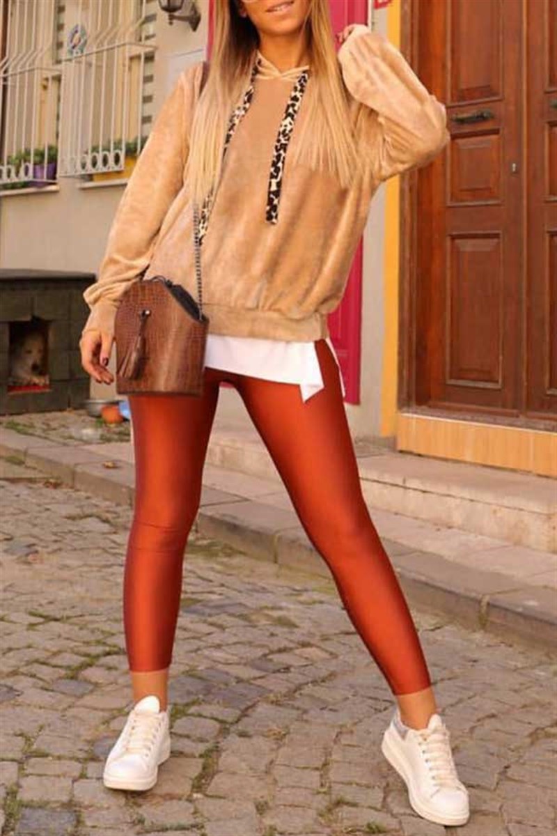 Leopar İpli Kadife Sweat 