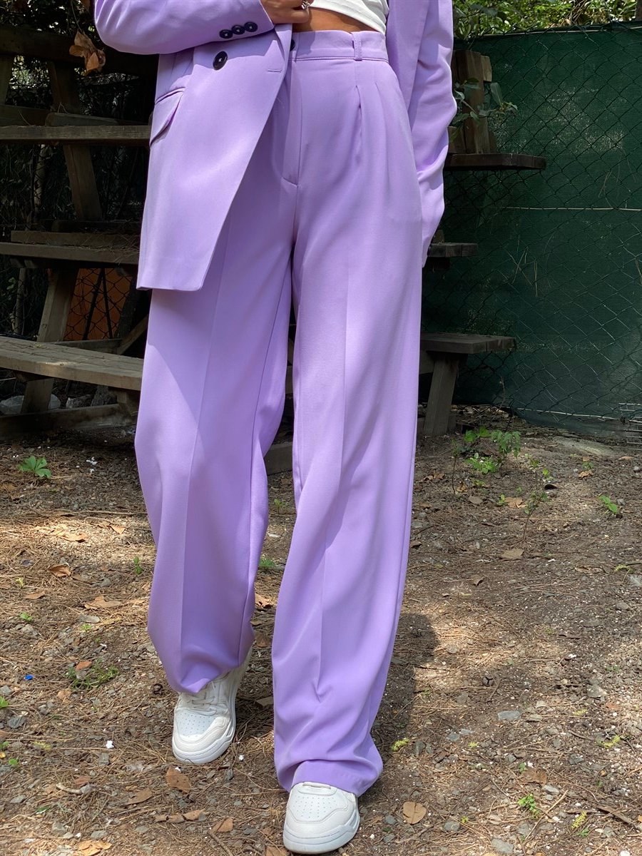 Lila Blazer Ceket Palazzo Pantolon TakımTAKIMLAR