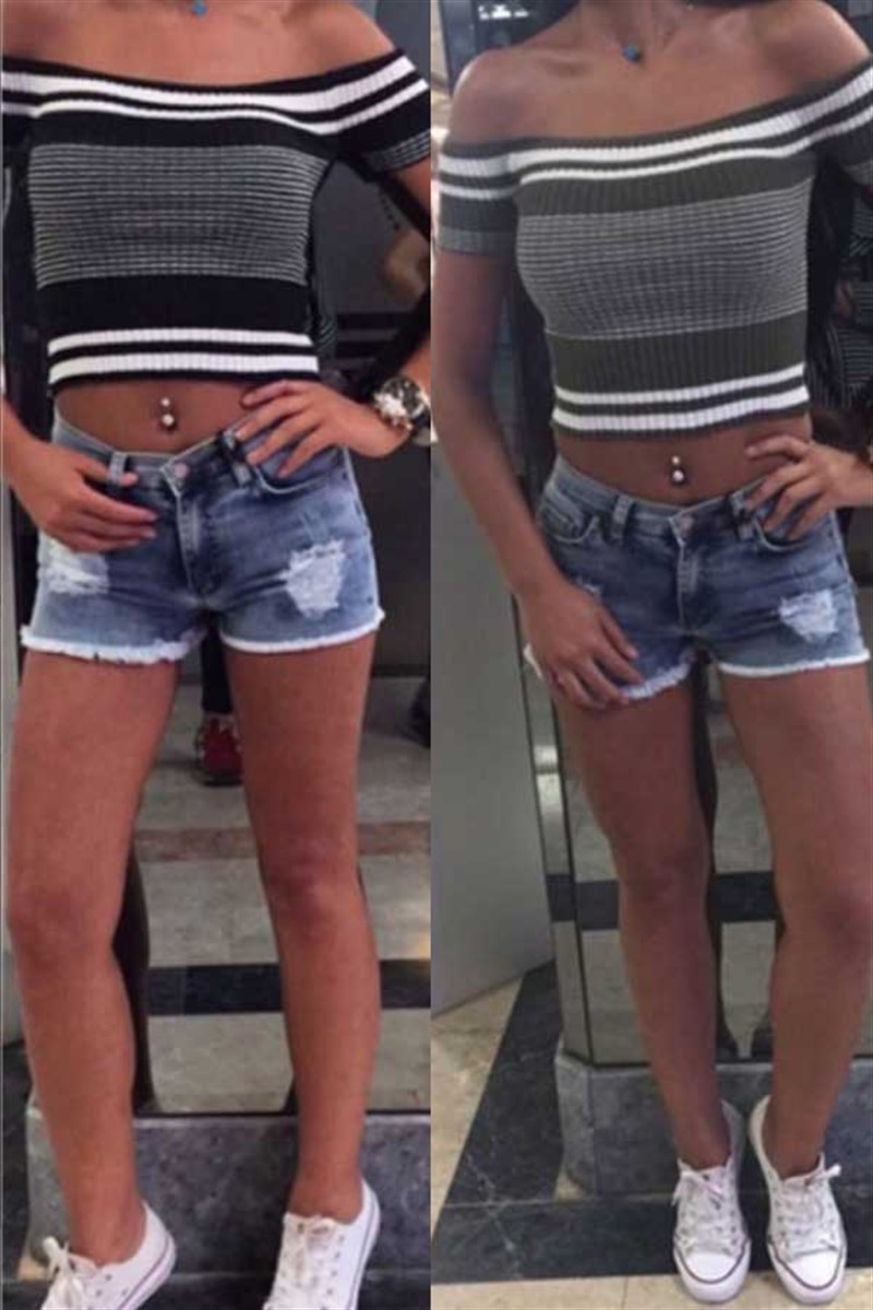Madonna Yaka Kaşkose Mini Bluz