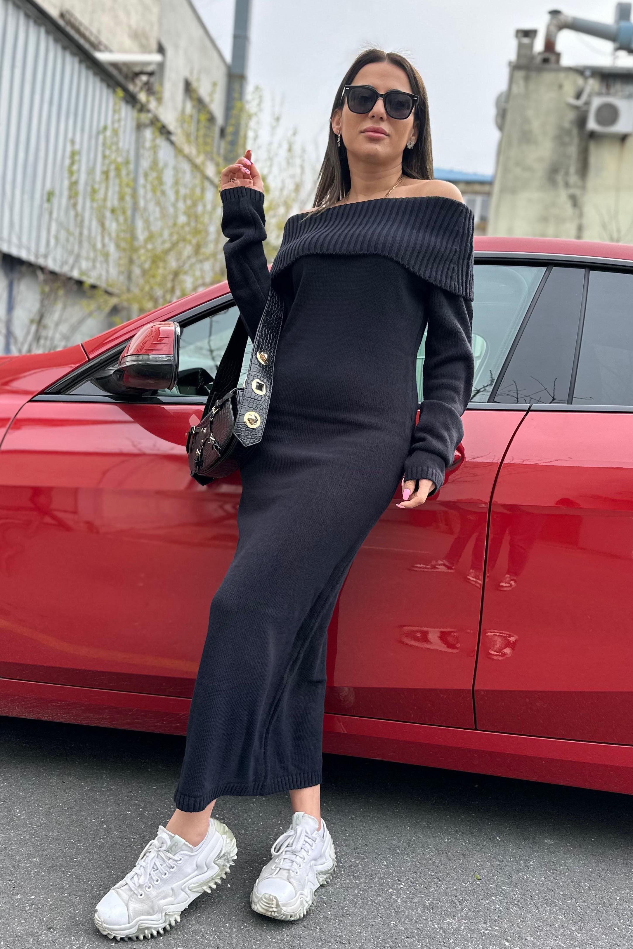 Madonna Yaka Lacivert Maxi ElbiseYENİ GELENLER