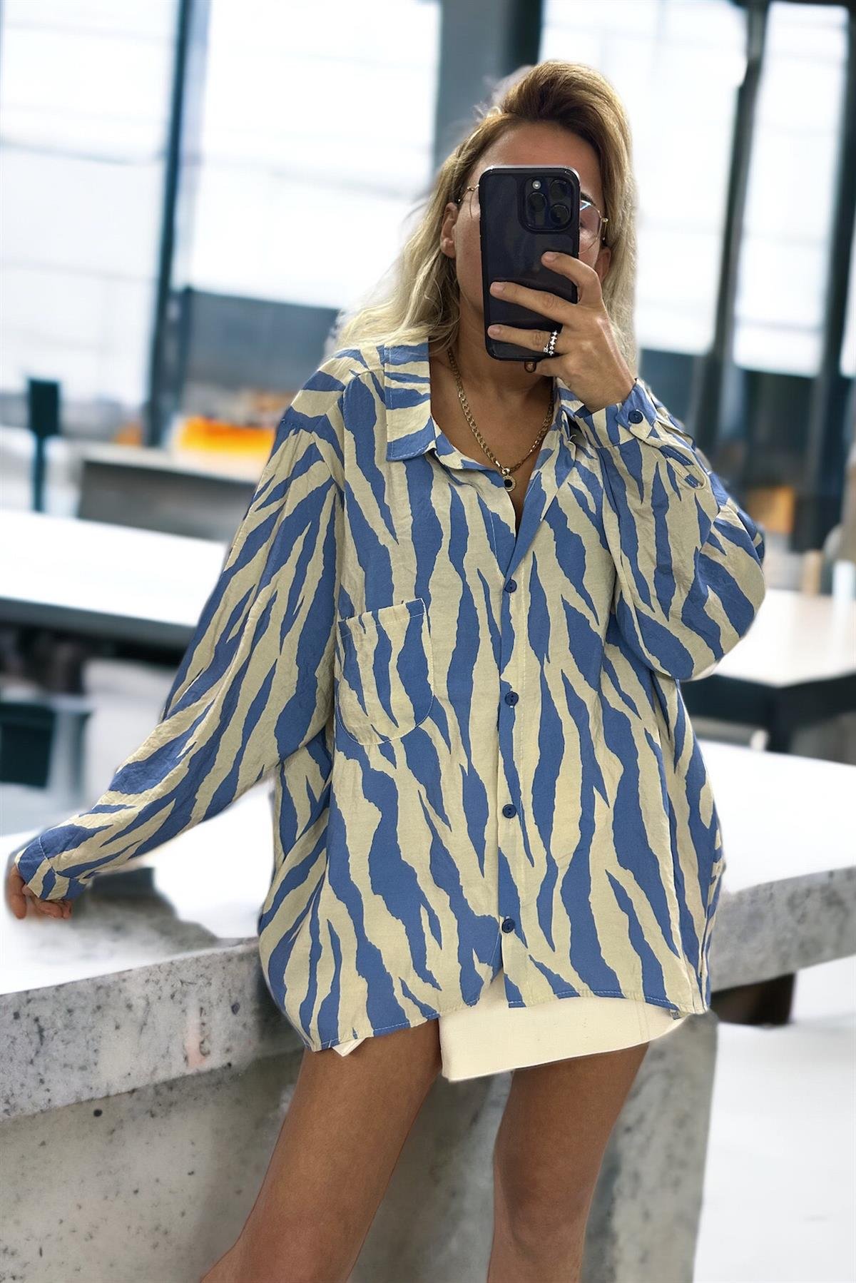 Mavi Zebra Oversize GömlekGÖMLEK