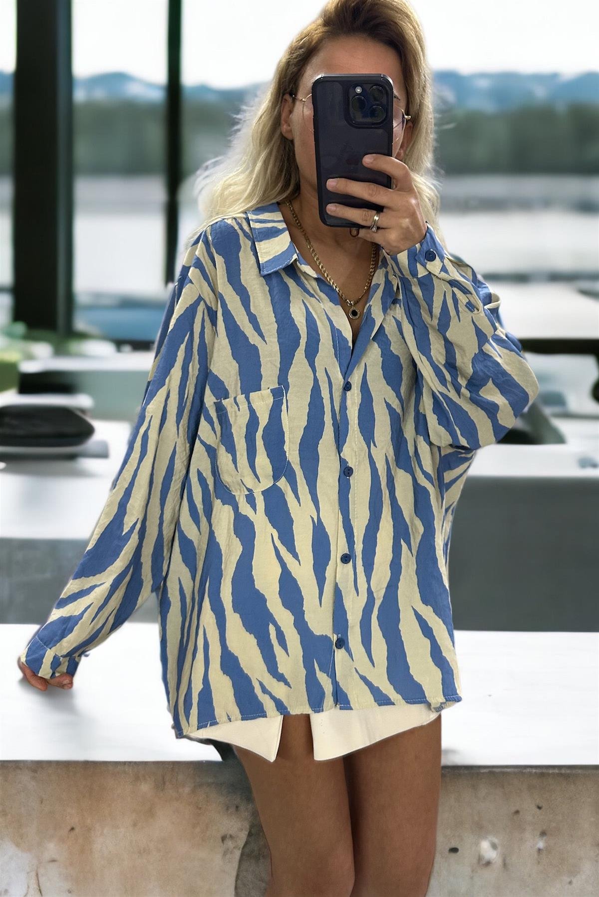 Mavi Zebra Oversize GömlekGÖMLEK