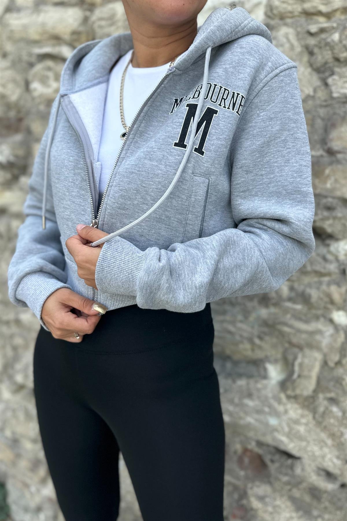 Melbourne Mini Fermuarlı Gri SweatshirtSWEATSHİRT