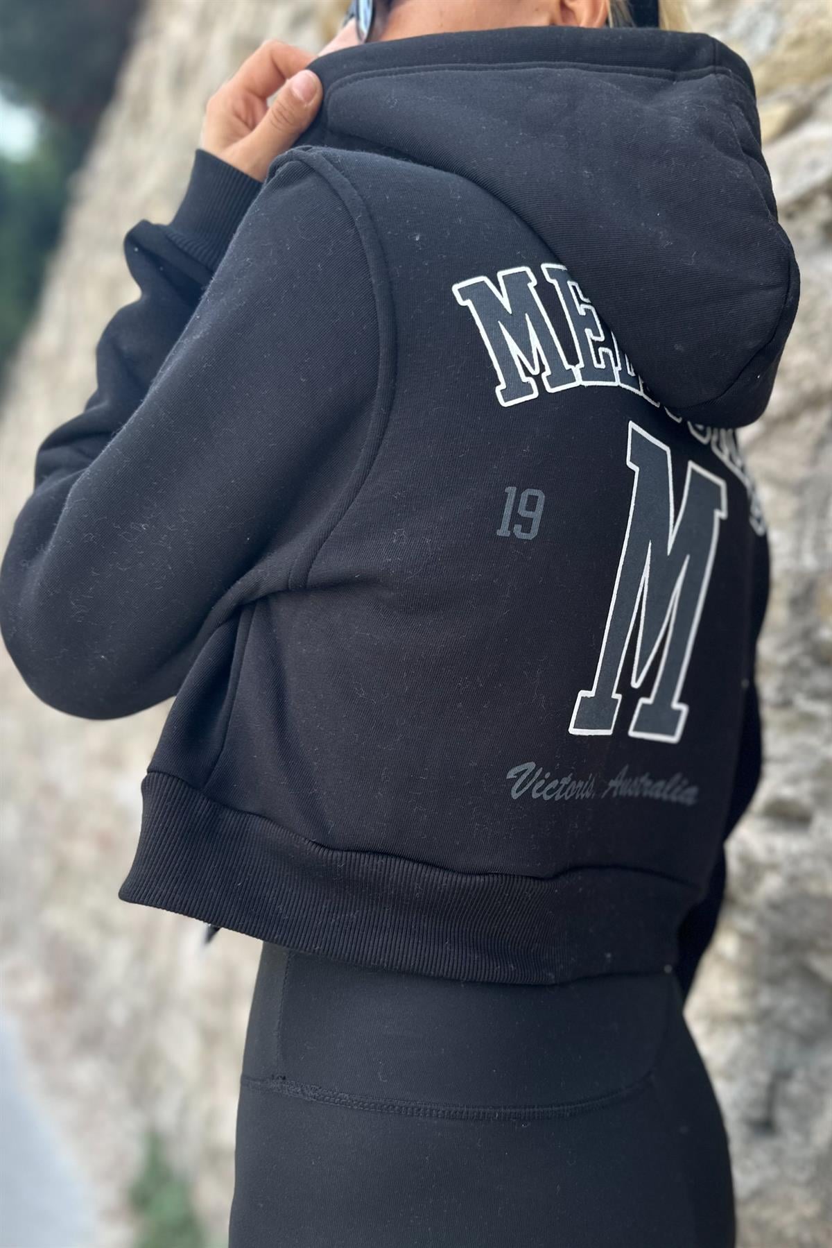 Melbourne Mini Fermuarlı Siyah SweatshirtSWEATSHİRT