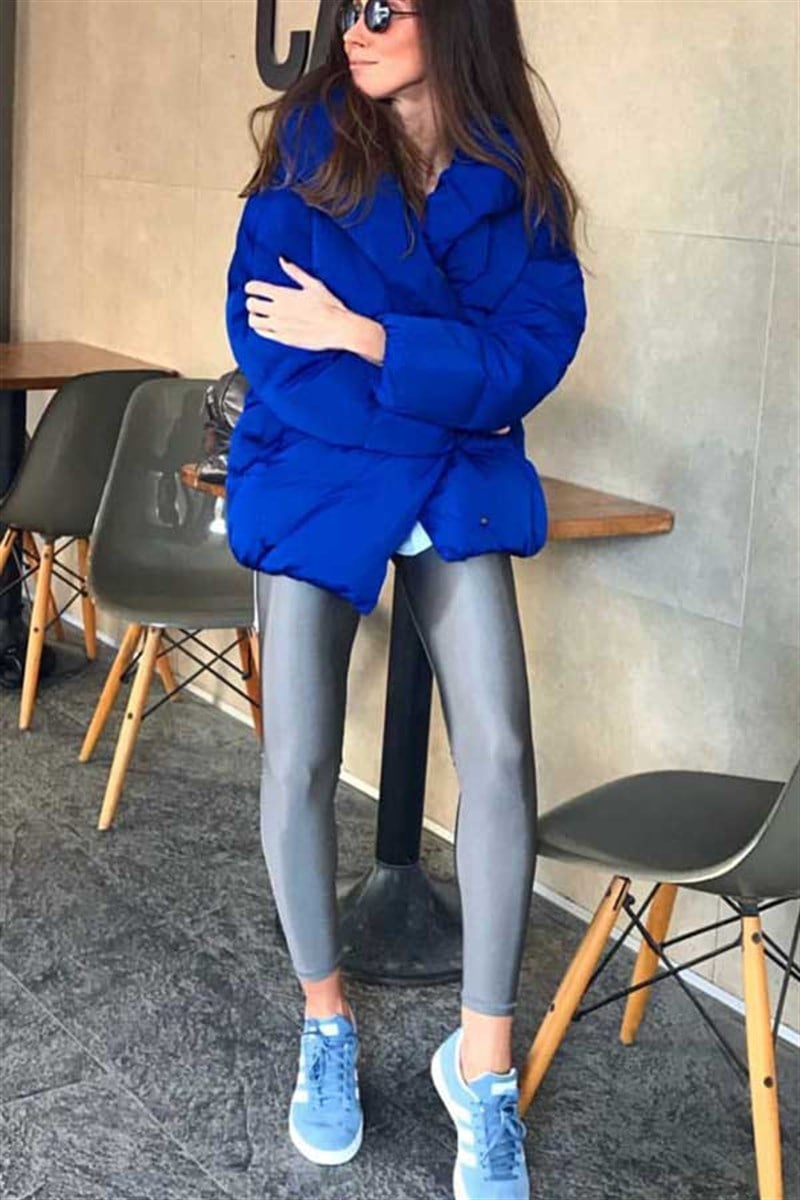 Metalik Gri Tayt
