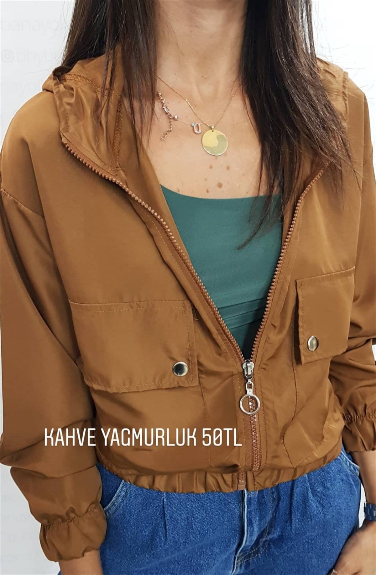 Mini Fermuarlı Yağmurluk Ceket