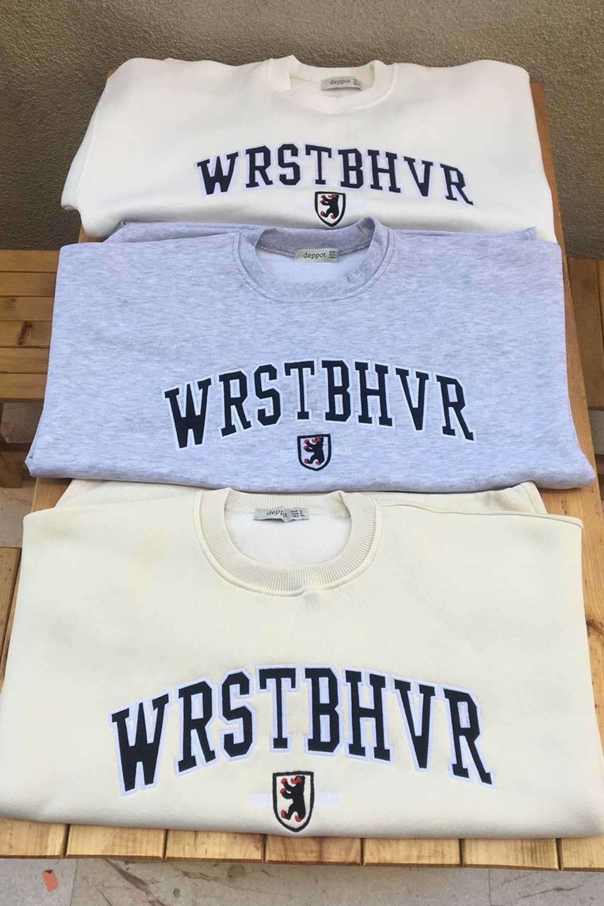 Nakış Yazılı Şardonlu Sweat