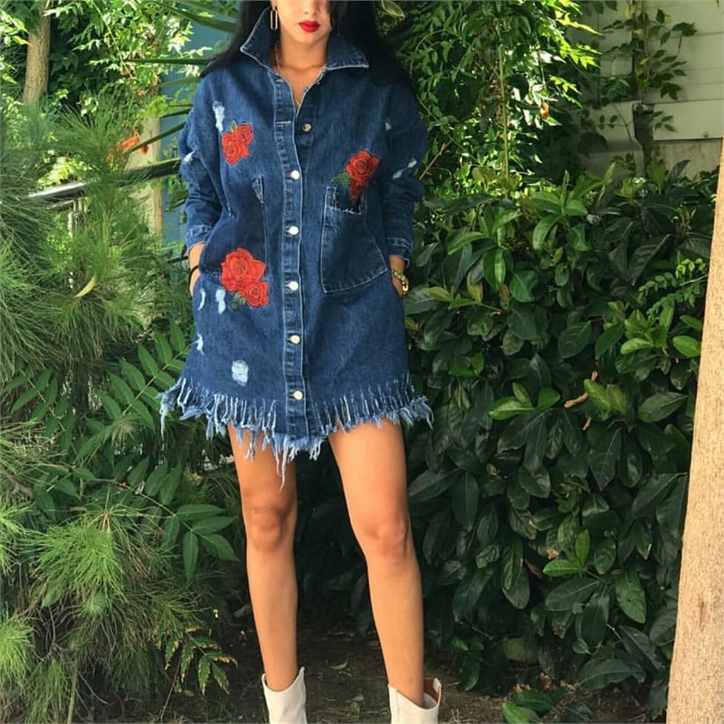 Nakışlı Denim Ceket