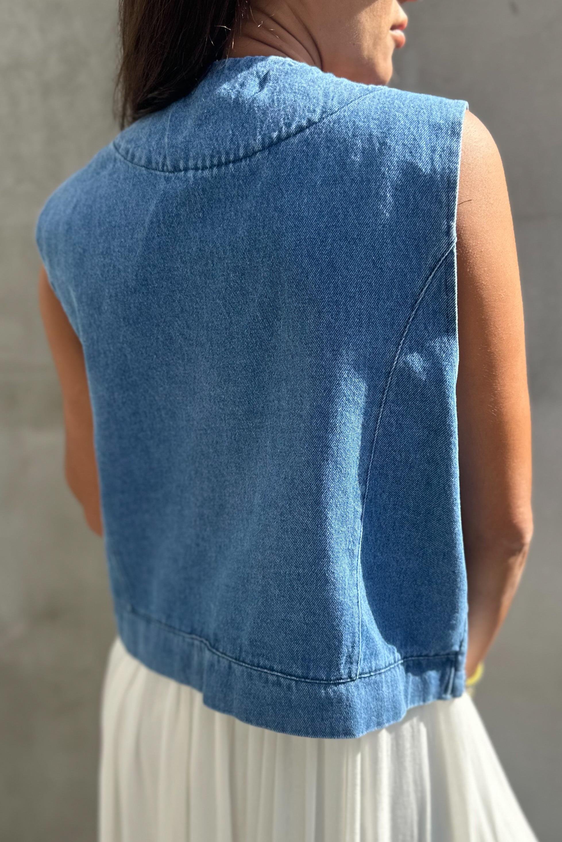 Nakışlı Denim YelekDIŞ GİYİM