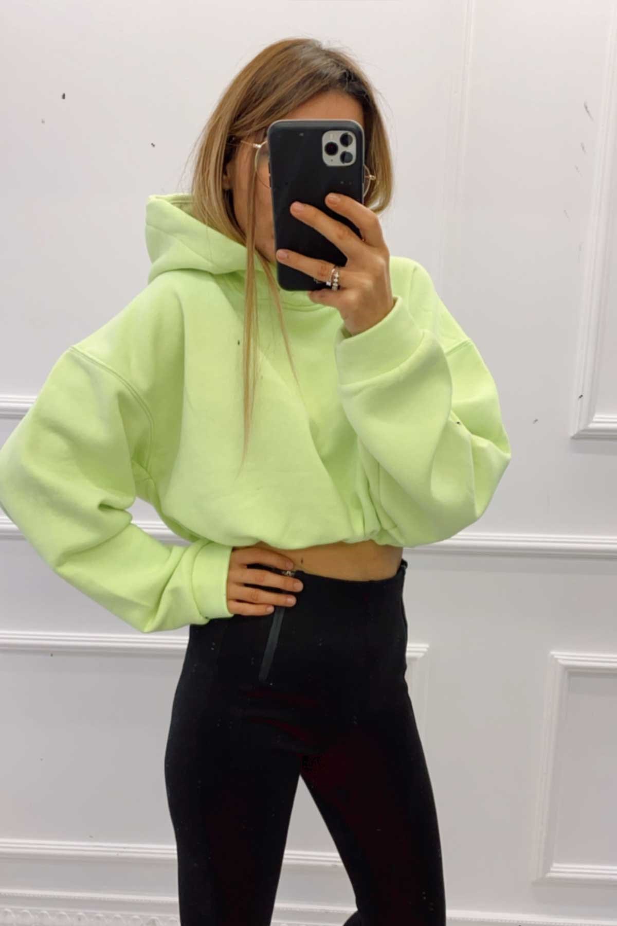Neon Yeşil Crop Sweat