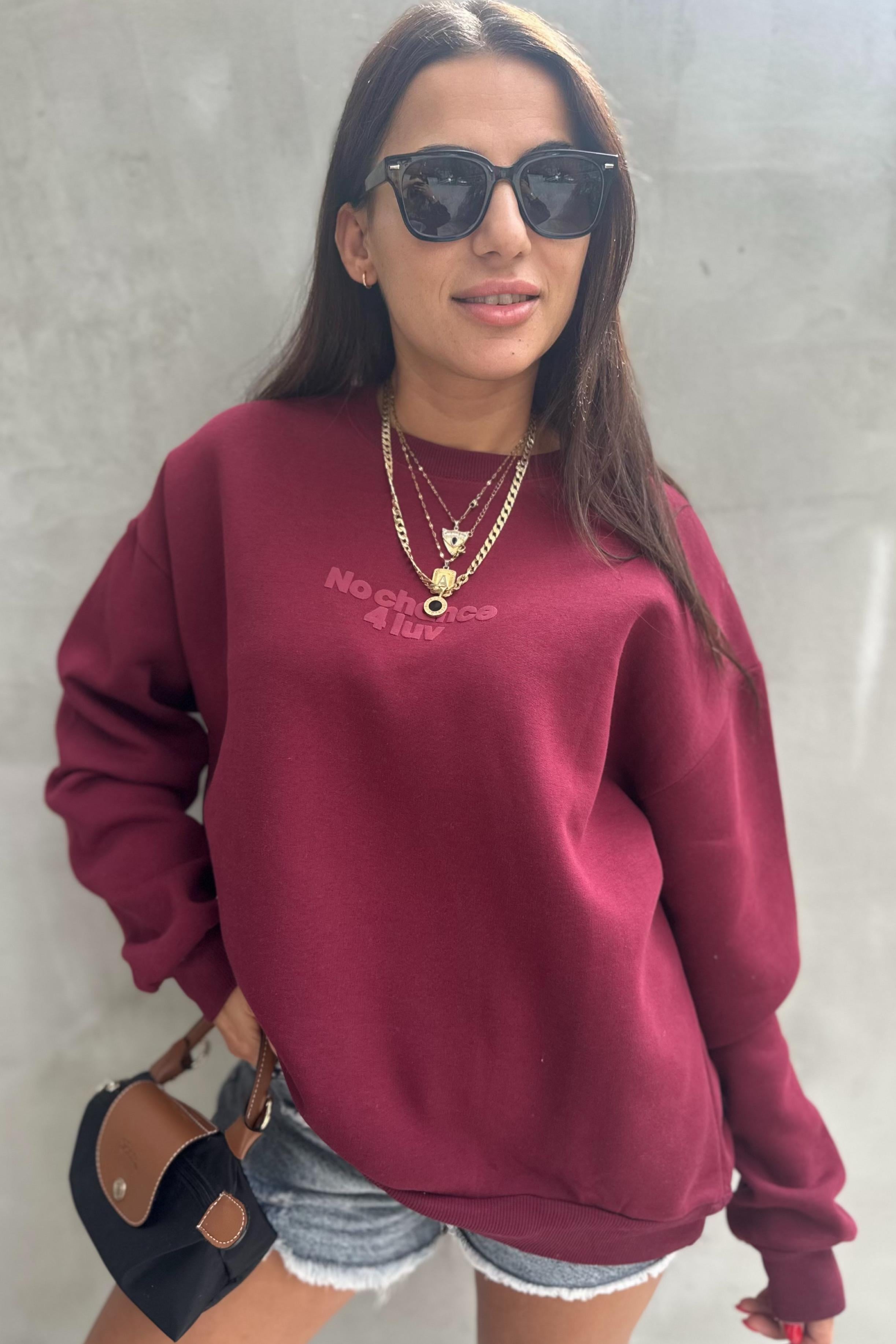 No Chance Bordo Oversize SweatshirtSWEATSHİRT