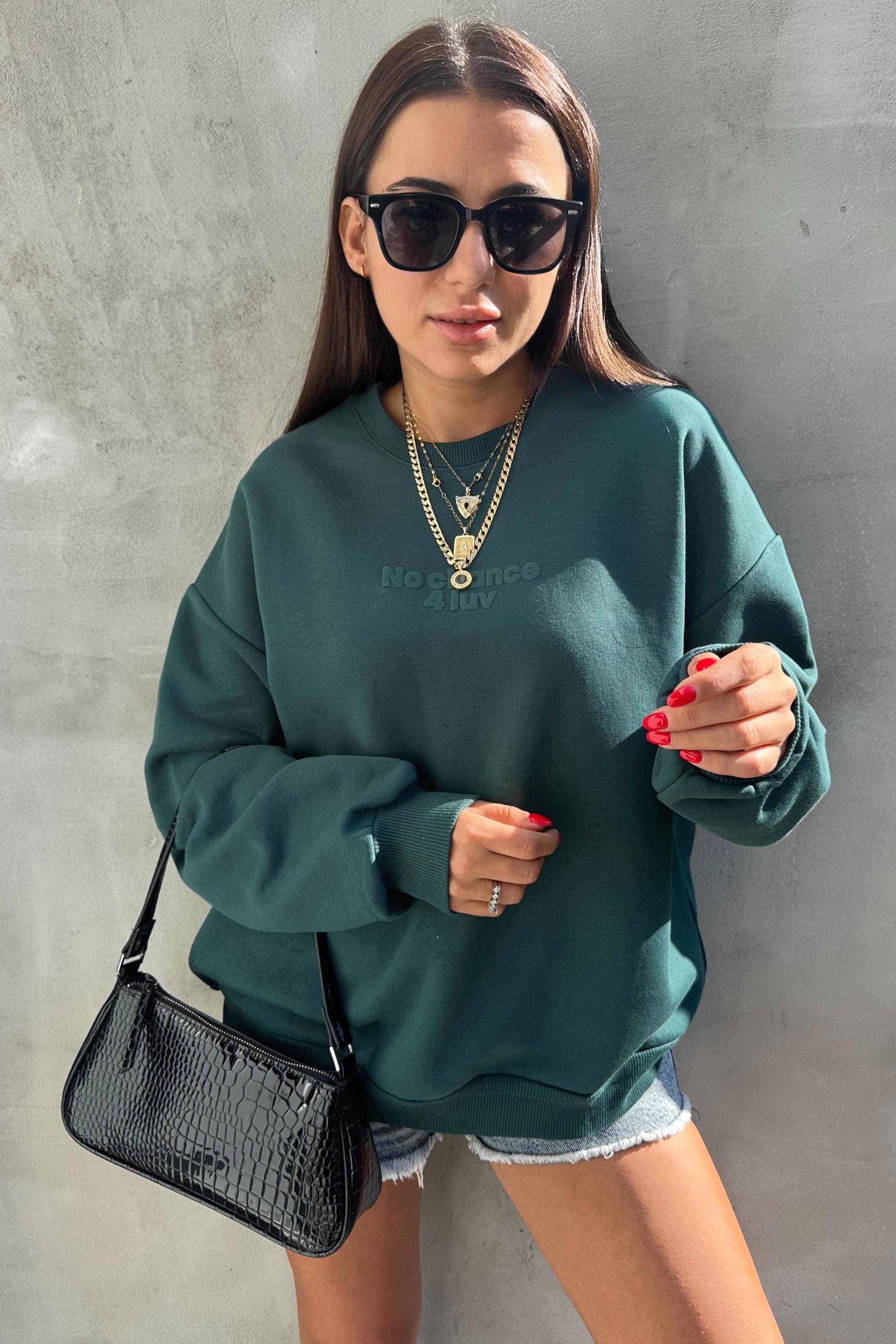 No Chance Yeşil Oversize SweatshirtSWEATSHİRT