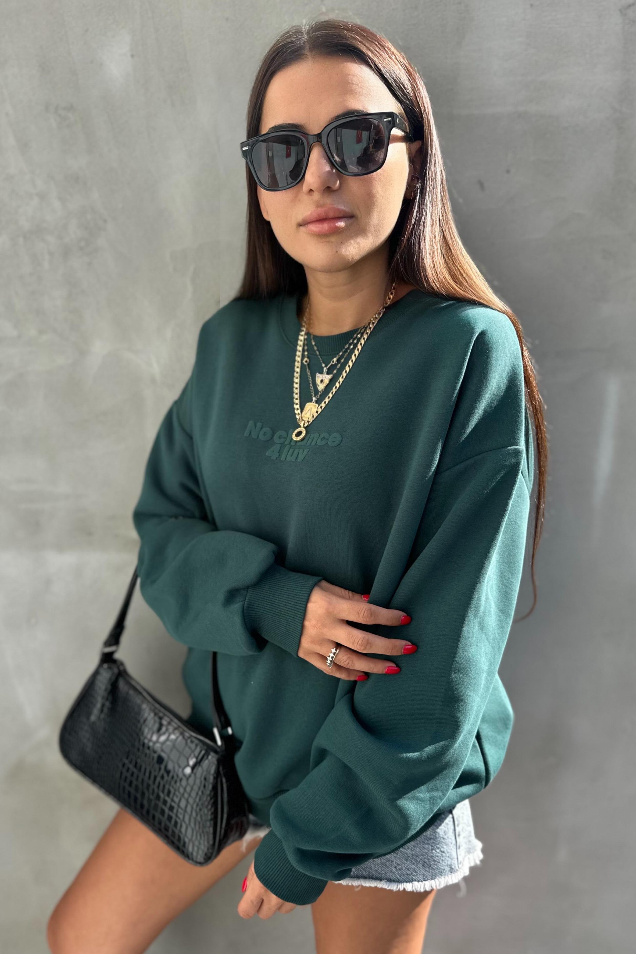 No Chance Yeşil Oversize SweatshirtSWEATSHİRT