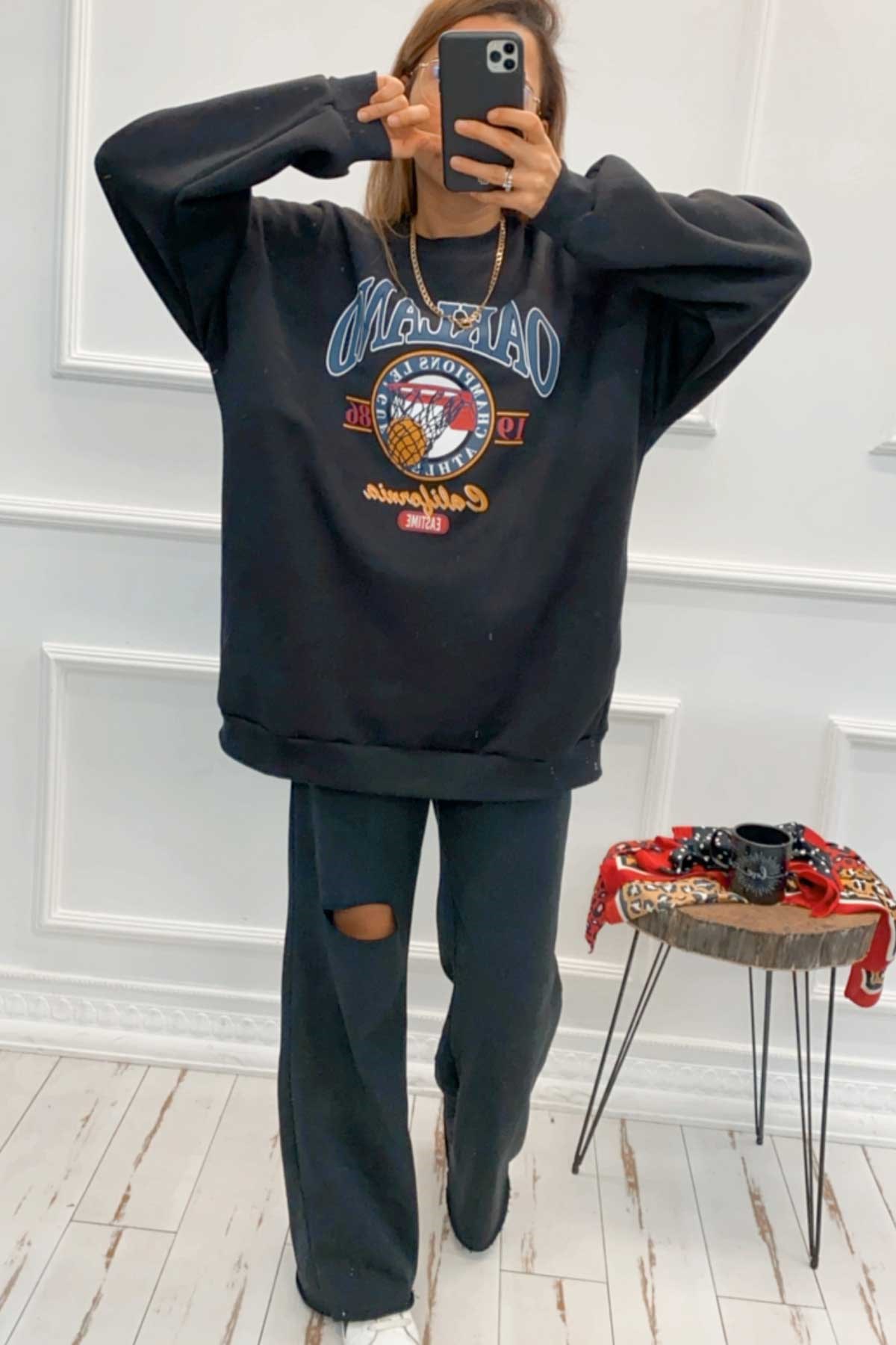 Oakland Siyah Sweat