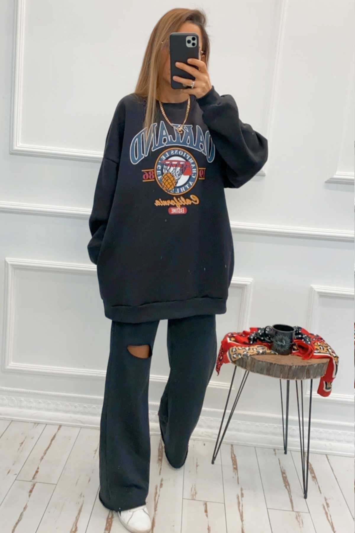 Oakland Siyah Sweat