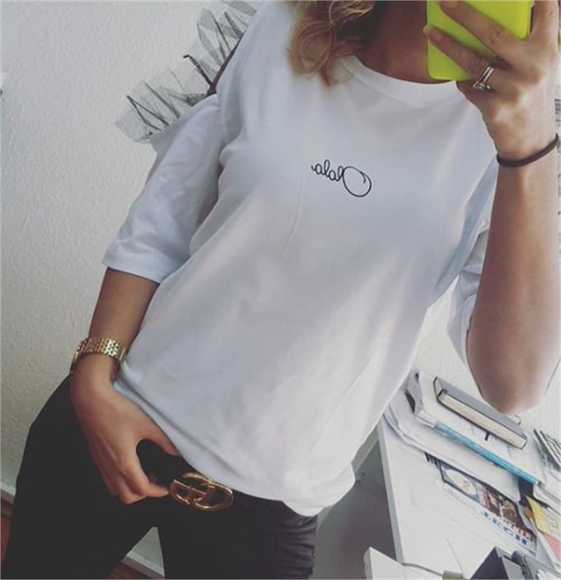 Omuz Dekolteli Tül Detay Olala Tshirt