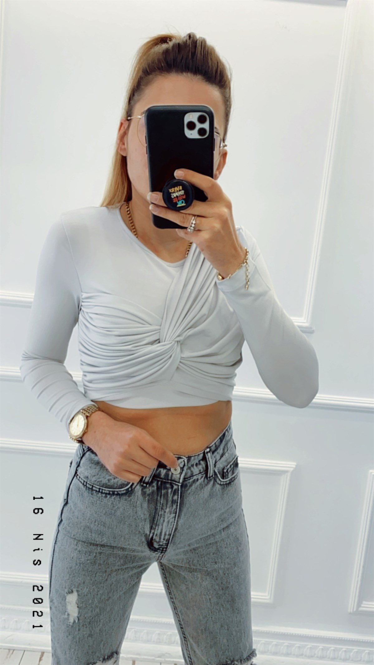 Önü Büzgü Detaylı Crop Bluz