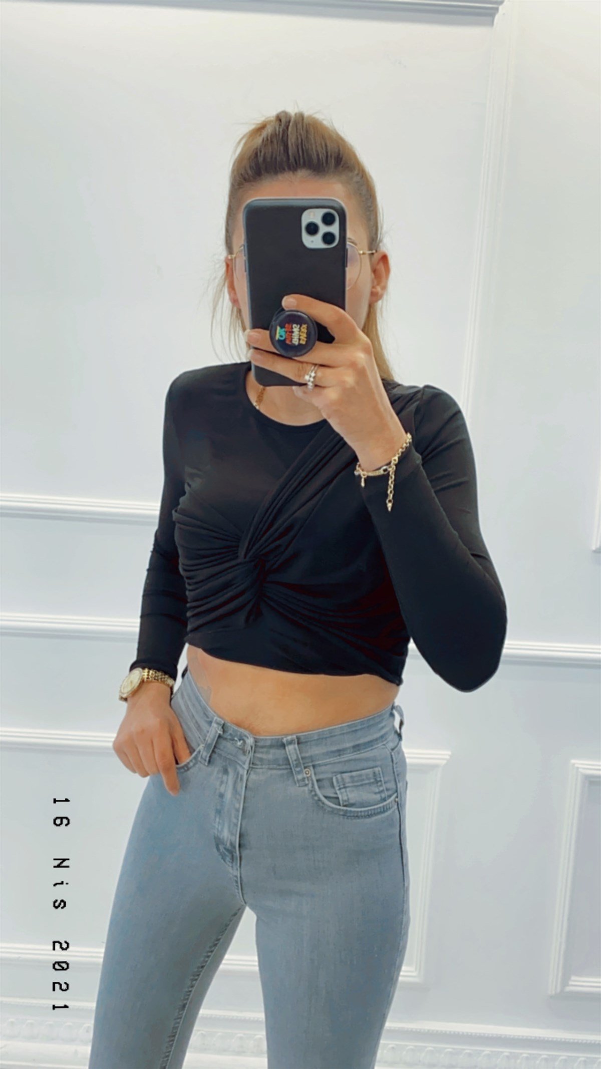 Önü Büzgü Detaylı Crop Bluz