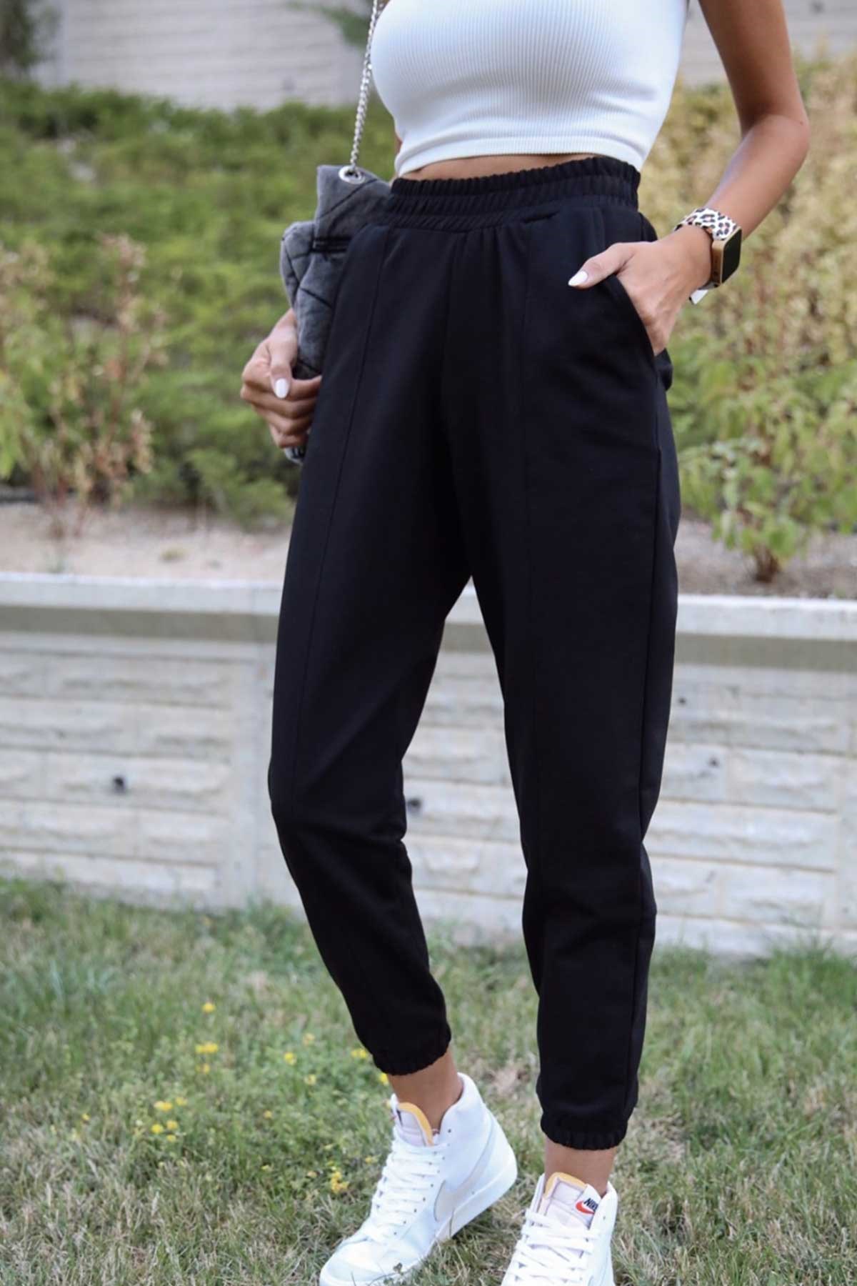 Önü Dikiş Detaylı Basic Eşofman