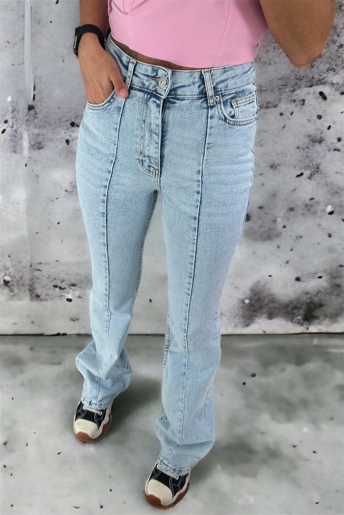 Önü Parçalı Kar Yıkama JeanJEAN