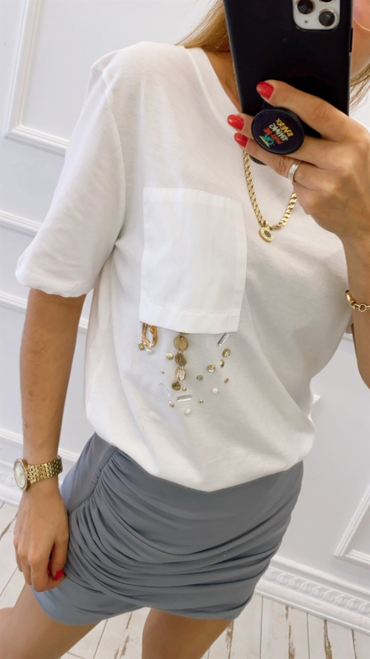 Orijinal Marka Pul İşli Basic Tshirt