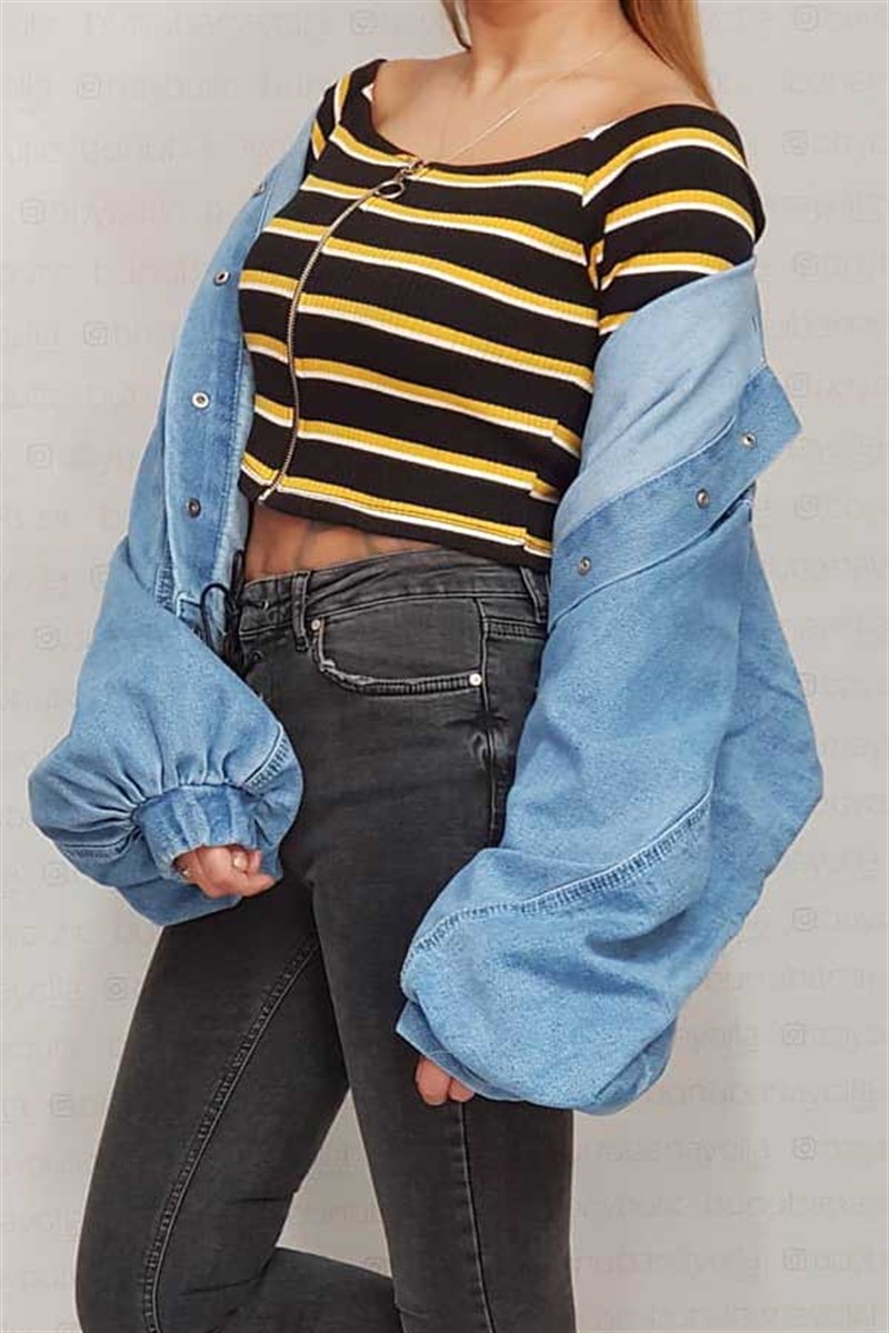 Oversize Balon Kol Denim Ceket