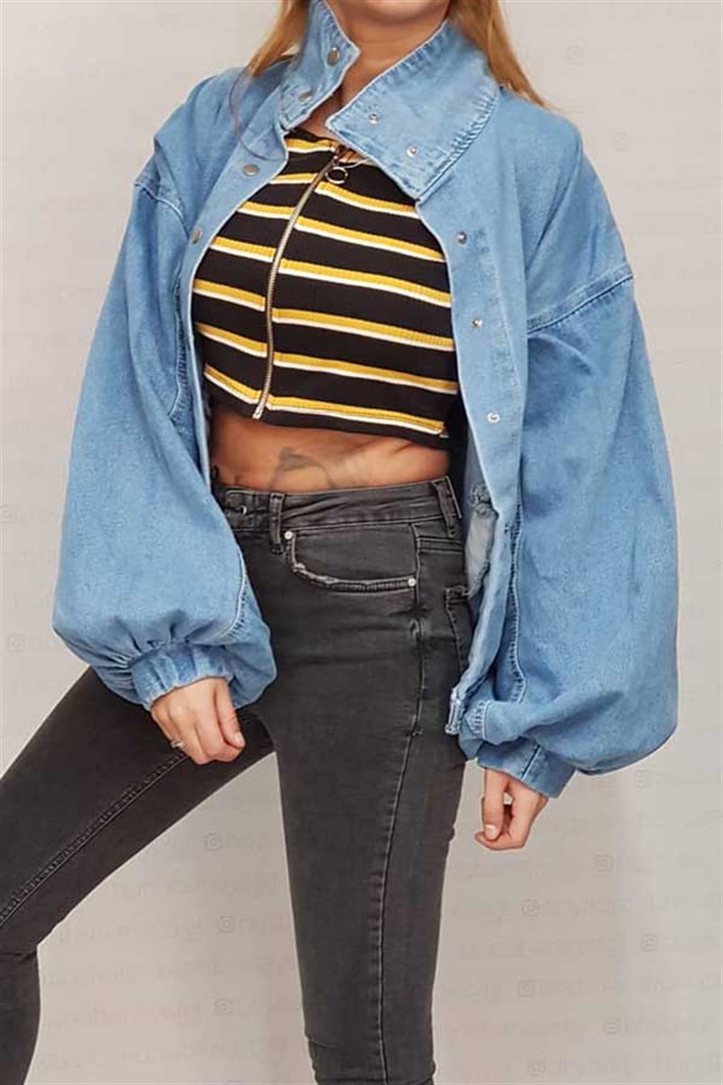 Oversize Balon Kol Denim Ceket